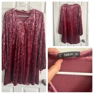 SHEIN Pink Velvet Dress